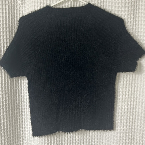 NWOT Sadie & Sage Rudy Ribbed Short Sleeve Sweater Black Medium - Picture 10 of 10